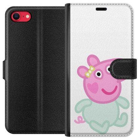 Kompatibel Tegnebogsetui til Apple iPhone SE (2020) Peppa Pig babyfigur i pastelfarver, sød tegnet børneillustration med blød minimalistisk stil