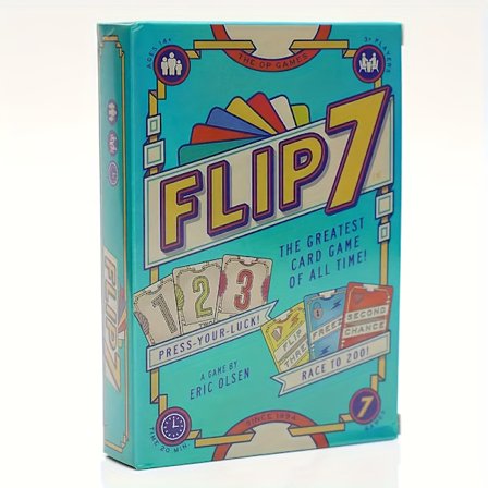 Flip 7: Äärimmäinen korttipeli, jossa yhdistyvät tuuri ja strategia - Nopea ja koukuttava perheillan peli, Flip-Top strategialautapeli, (F2)