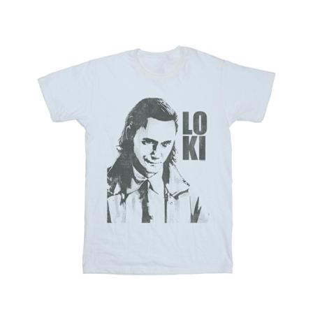 Marvel Girls Loki Head Poster Bomull T-shirt 7-8 år Vit White 7-8 Years