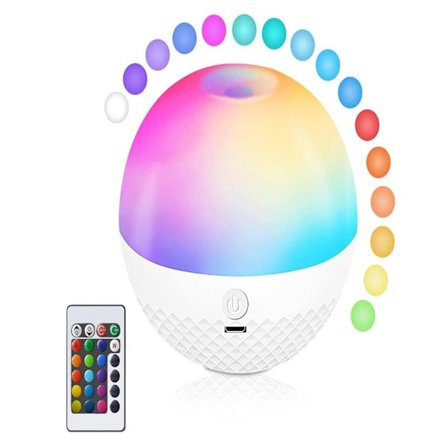 Natlampe til børn, berøringsfølsom, USB-genopladelig, sengelampe med fjernbetjening, 16 farveskift, hvid