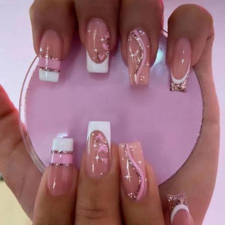24 stk Fake Nails Long French Ballerina W363