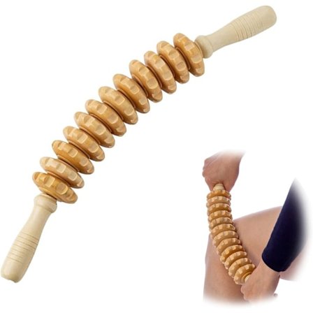 Manuell rullmassasjeapparat, massasjerull, anti-cellulittmassasjerull, massasjeapparat som løfter, strammer og løsner huden, tre