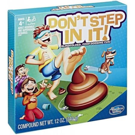 Hasbro Gaming Don't Step In It - Silmät sidottuina, kakkaa väistelevä hauskuus - 1+ pelaajaa - Lasten lelut ja pelit - Ikä 4+, vihreä, ruskea