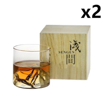 Stor 3D Berg Japanskt Whiskeyglas Old-fashion Rock Trälåda Vodka Vin