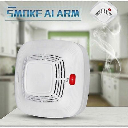 Selvklæbende røgalarm med fotoelektrisk sensor, dobbeltsidet klæbemiddel, lav batteri-meddelelse, pakke med 1(A)