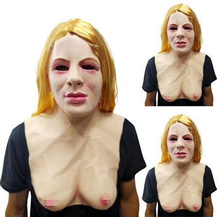 Smukke kvinder med bryster latex realistisk maske hovedbeklædning, sjov halloween maske voksen fancy dress kostume rekvisitter