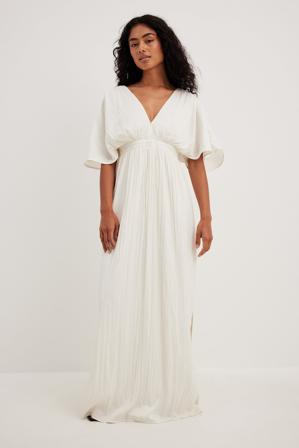 Widya Soraya x NA-KD Robe longue fluide à fente haute - Robe remise de diplomes - OffBlanc - EU 32