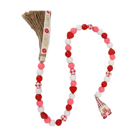 Valentinsdag Træperler med Nissekvast Guirlande Bondehus Rustikke Perler Jute Reb Naturtræ Perler Dekor Vægophæng Ornamenter