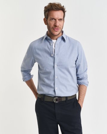 GANT Herren Regular Fit Melange Flanellhemd (S) Hellblau