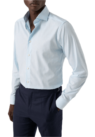 Eton Enfärgad Fine Twill-skjorta Slim Fit Button-downskjortor Herr Blå 41