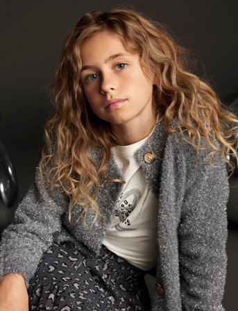 Creamie Cardigan Knit Glitter - Grey - 110N