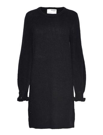 Slfsia Juma Ls Knit O-Neck Dress B Dresses Knitted Dresses Svart Selected Femme