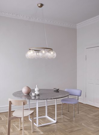 Miira 6 rund taklampe - nordic gold/optisk glass