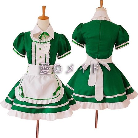 Svart Vit Lolit Maid Dress Cosplay Restaurang Anime Performance Grönt Puder Himmelblå Kvinnors flickedräkter Kul hemma