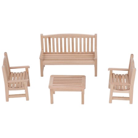 4 stk. dukkehus miniature møbler træ bænk stol havemøbler sæt til 1:12 skala dukkehus dekoration