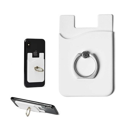 Universal -kortin pidike, jolla on rengas matkapuhelimelle valkoinen