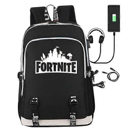 Ryggsekk Fortnite - Vanntett skolesekk med USB og hodetelefonutgang