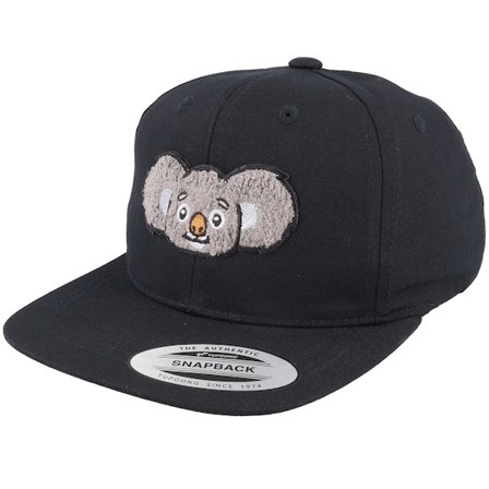 Kiddo Cap - Kids Cute Koala Chenille Black Snapback Snapback Black Cap - @ Hatstore