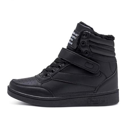 Dam Spring Wedge Sport Casual Vulkaniserad Sko Fashionabla Sneaker Black Plus cotton 39