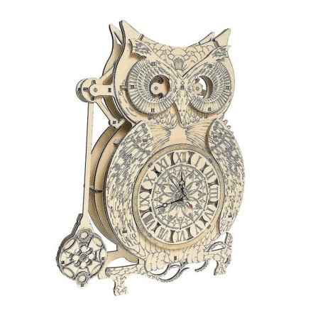 Træmodelbyggesæt til voksne, 3D-træpuslespil ugleur til samling, træbyggesæt, kreativ gave