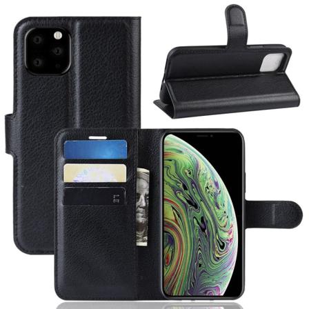 Litchi Plånboksfodral Till Iphone 11 - Svart Svart