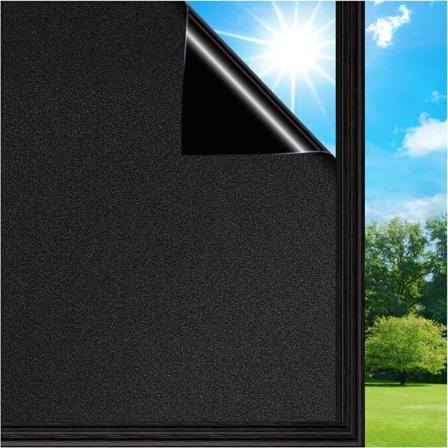 Paksu, läpinäkyvä, läpinäkymätön ja liimaamaton, irrotettava sähköstaattinen huurrettu lasikalvo Black matte 120cm * 1m