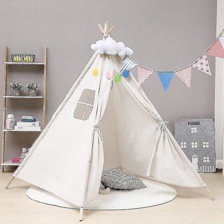 X Stor Tipi Bomull Canvas Tält Lekhus