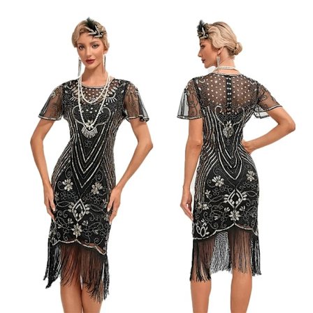 Plus Size 1920-talls Flapper Retro Kjole Great Gatsby Fest Tassel Perlebesatt Charleston Dansekjole Cocktailfest Aftenkjole kun kjole
