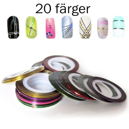 Stripetape, negletape, neglepynt 20 farger