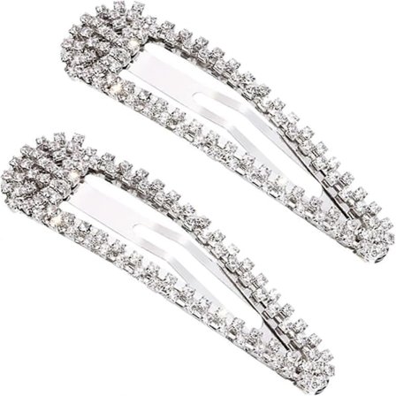 2 stk. Hårklemmer Metal Hårklemmer Barrettes Hår Kvinder Rhinestone Klemme Sæt Sølv Rhinestone Hårnåle