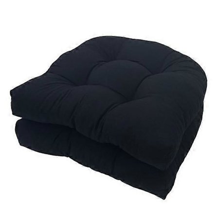 2 stk. Utekuddar Vanntette U-formede Overfylte Sitteputer Tykk Bomullsfylling Lett å Rengjøre Uteplasspute for Stue svart