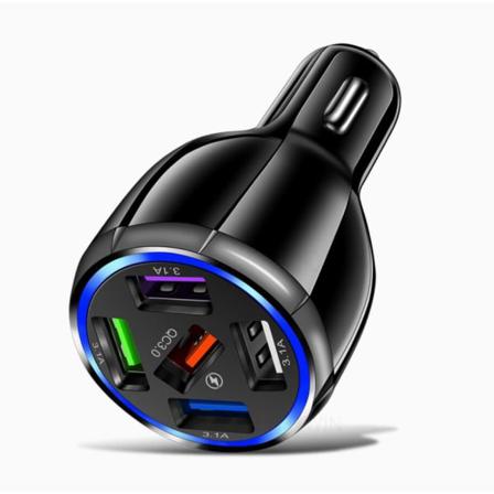 Usb Biladapter Med 5 Led-utgångar Svart One Size