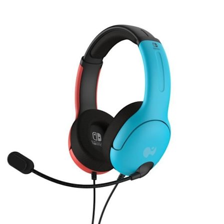 Spelheadset med kabel - PDP - Airlite Nintendo Switch - Officiell Nintendo-licens - Flexibel mikrofon - Neonblå och neonröd