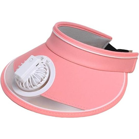 Kasket med solbeskyttelse og ventilator, letvægts solhat med køleventilator, solhat med indbygget ventilator til børn, voksne, piger og drenge Pink