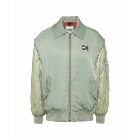 Tommy Hilfiger, Mens Dusty Sage Tjw Zip Sleeve Bomber Jacket Tommy Jeans Groen, Heren, Maat:S