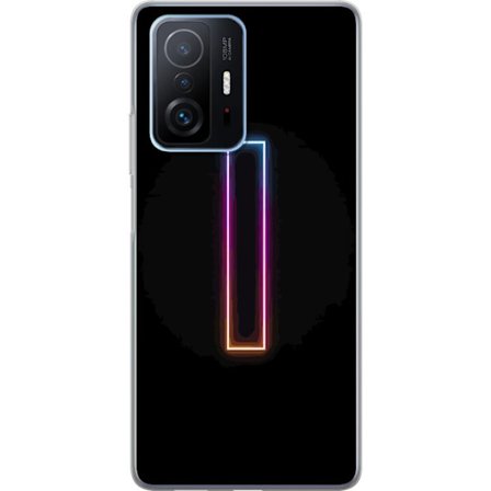 Kompatibelt Mobildeksel til Xiaomi Xiaomi 11T Minimalistisk neonbokstav I i regnbuefarger mot mørk bakgrunn