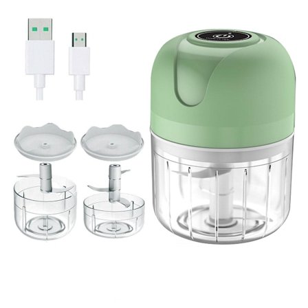 Elektrisk hvitløkshakker, bærbar trådløs minihakker med USB-oppladbar design, ett-knapps betjening liten blender for hvitløk, ingefær, løk, nøtter