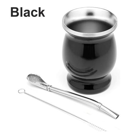 8oz Yerba Mate Gourd Set Yerba Mate Cup SVART - høj kvalitet