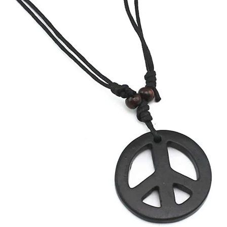 Håndlaget Justerbart Kjærlighet Fredssymbol Hippie Anheng Halskjede Vintage Tau Kjede Harpiks Smykker - -