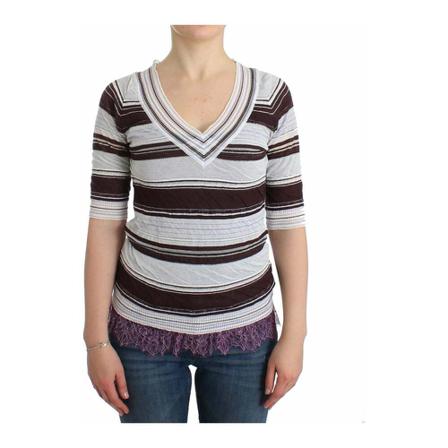 Ermanno Scervino V-Neck Short Sleeve Sweater Hvid, Dame