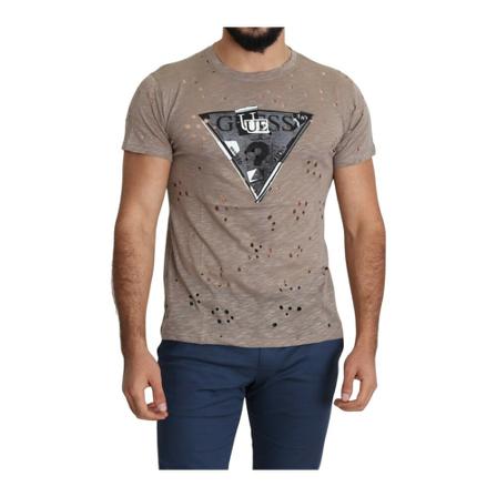 Guess, Cotton Stretch Logo Print Casual T-shirt Szary, Mężczyzna, Rozmiar: M