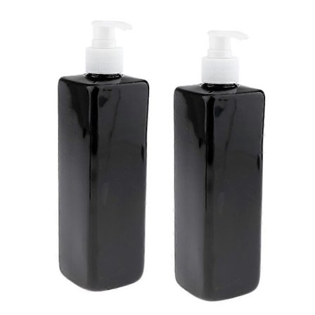 2 st 500 ml Stora, Tomma, Svarta Plastflaskor Med Lotionpumpar, Perfekt För Dosering - Svart Pump, 500 ml