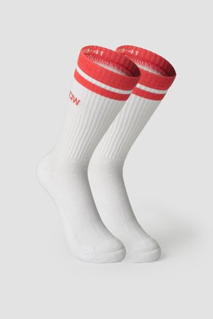 ICANIWILL - Training Striped Socks 2-Pack White/Dark Pink Peach - Damer - Træningstøj fra ICIW