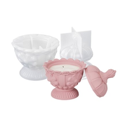 Silikonform för ljusburk med lock, blomma, smyckesförvaringslåda, ljuskoppform