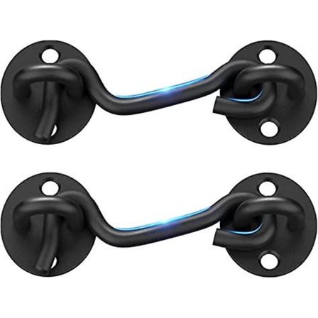 Låse til låger med skydedøre - 2 stk. 4 tommer sort krog og øjelås Heavy Duty skærmlåse hardware rustfrit stål låse til hytter til skydedøre