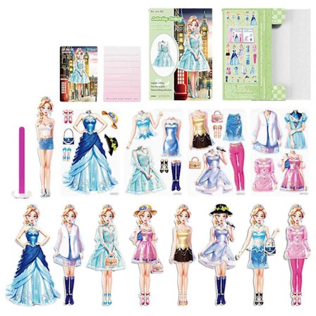 Bärbara Magnetiska Utklädningsdockor Prinsessa av Papper för Kreativa Barn (FMY)