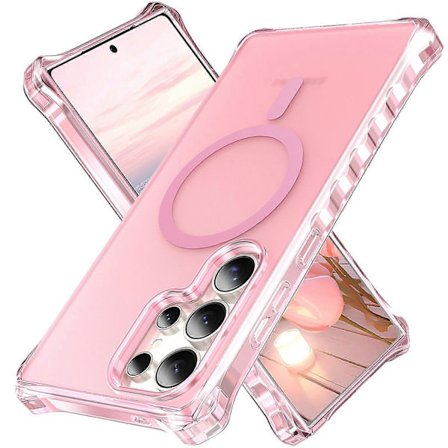 Kompatibel med Samsung Kompatibel med Galaxy S25 Ultra Cover Kompatibel med MagSafe Lille Bølget Kant PC+TPU Telefon Cover - Sort