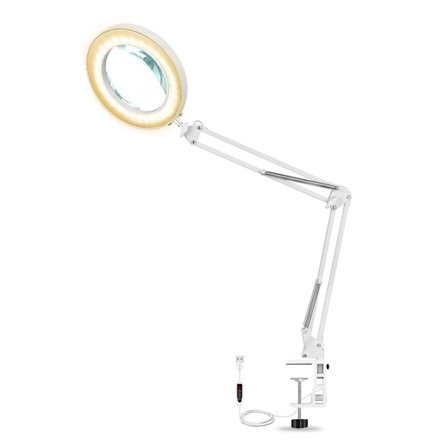 Suurennuslasi LED-pöytävalaisin, 5x suurennus, himmennettävä KLB