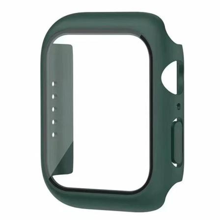 Glass+Cover för Apple Watch skärmskyddsfodral 41mm 45mm 42mm 38mm 44mm 40mm Reptåligt skyddande iWatch 9 8 7 6 SE 5 Dark green Series 7 8 9 41MM