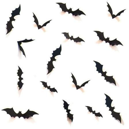 12 St/ Set Halloween Dekoration 3d Svart Pvc Bat Diy Dekor Vägg